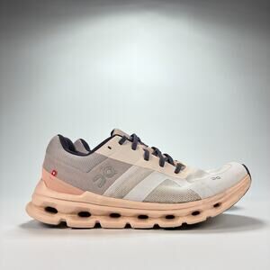 On Cloudrunner Gray Peach Athletic Lace Up Running Shoes 46.98078 Women's Sz 9.5
